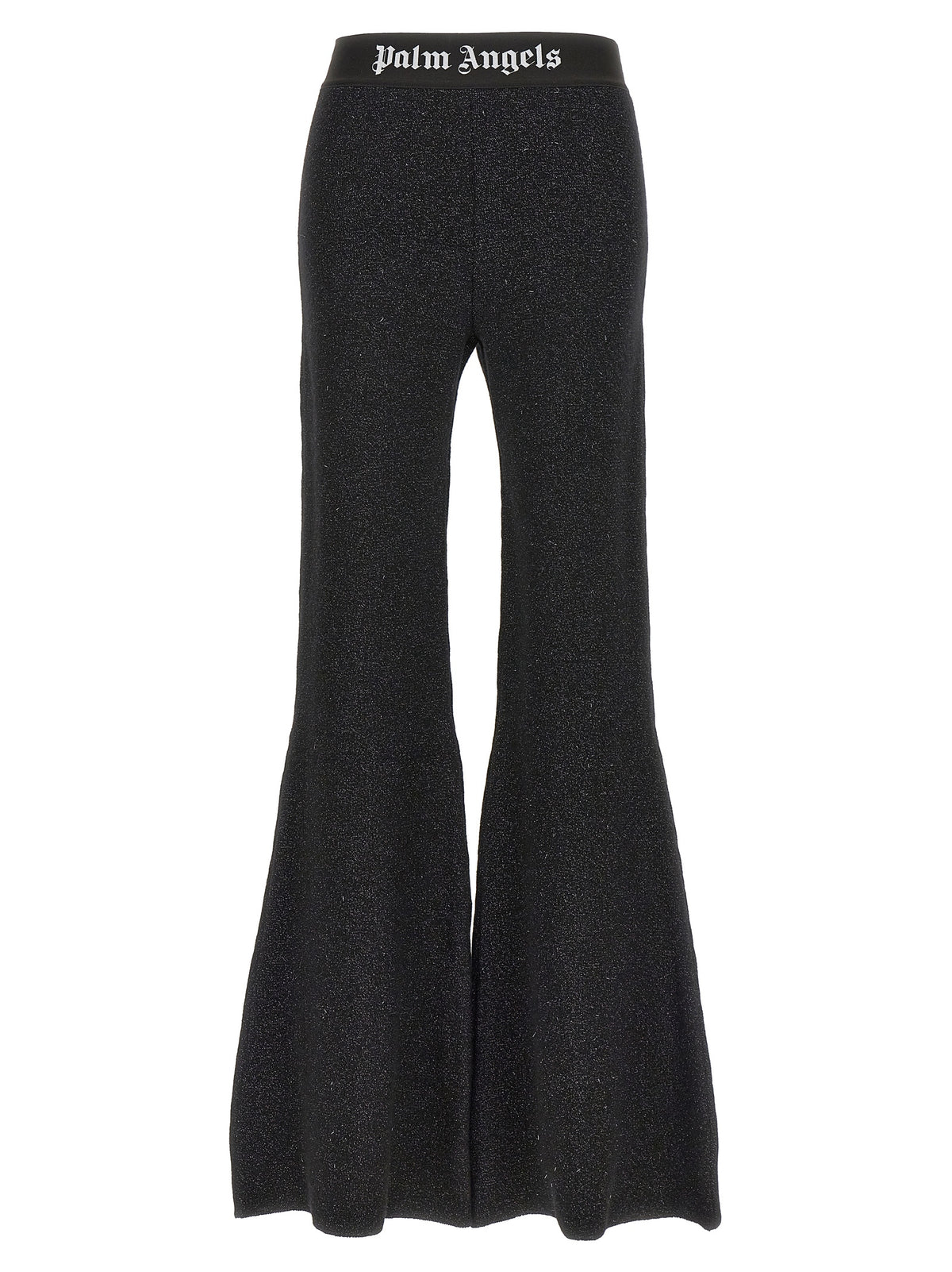 Pantaloni a zampa in viscosa neri Palm Angels