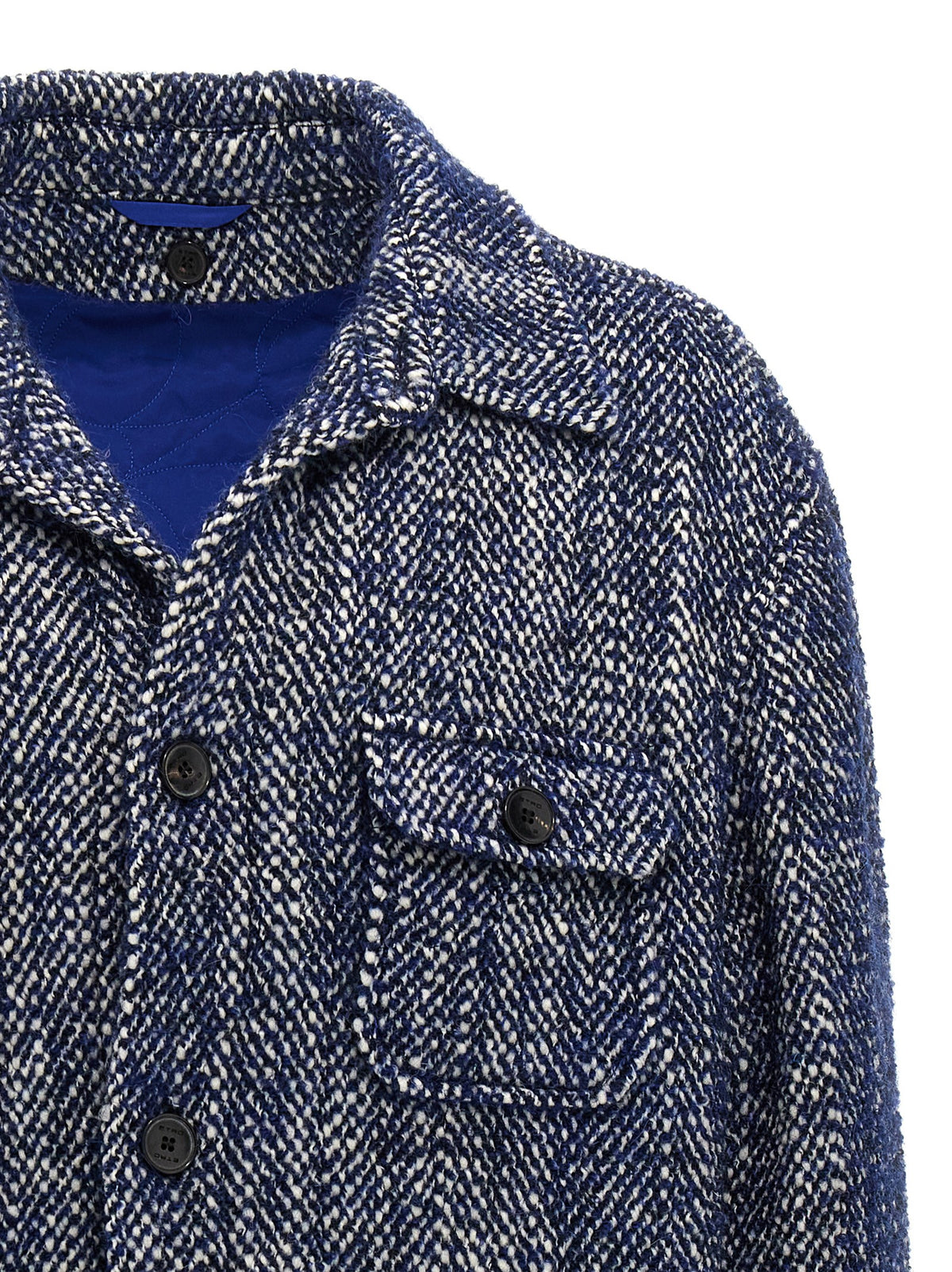 Cappotto lungo in lana blu Etro