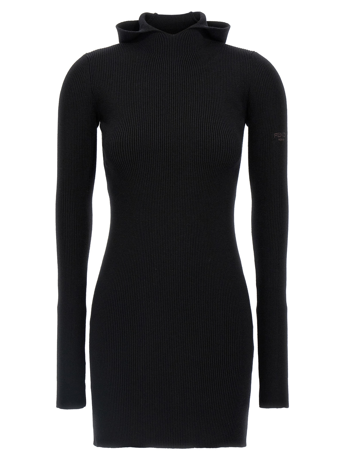 Robe courte en laine noire Fendi