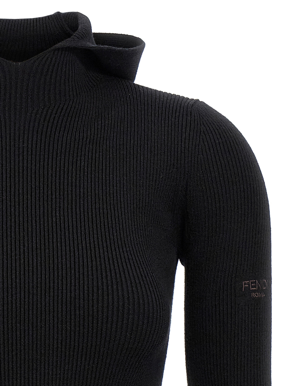 Robe courte en laine noire Fendi