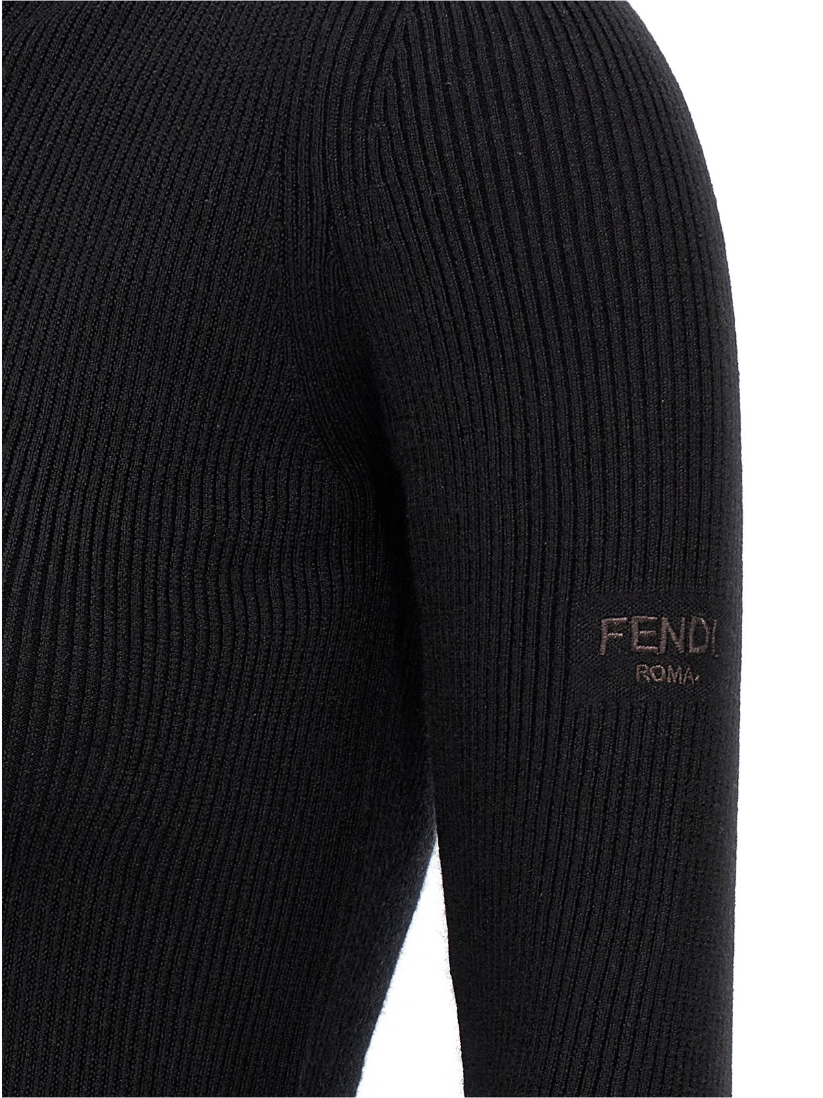 Robe courte en laine noire Fendi
