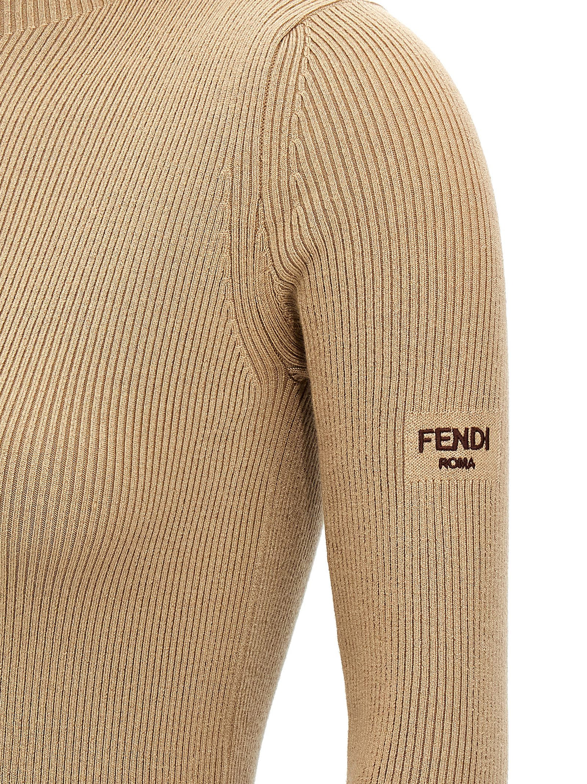 Abito corto Fendi in lana beige