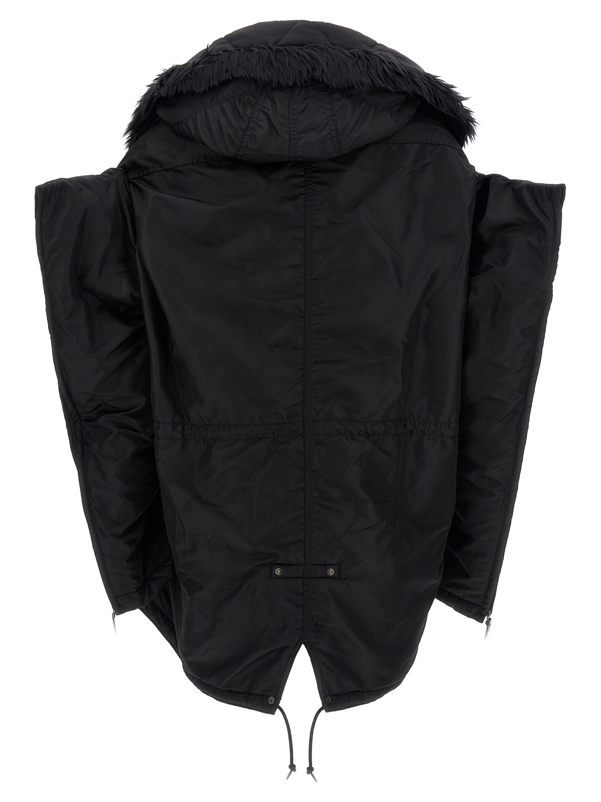 Giacca lunga in nylon nero Junya Watanabe