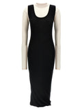 Robe mi-longue bicolore en laine Marni