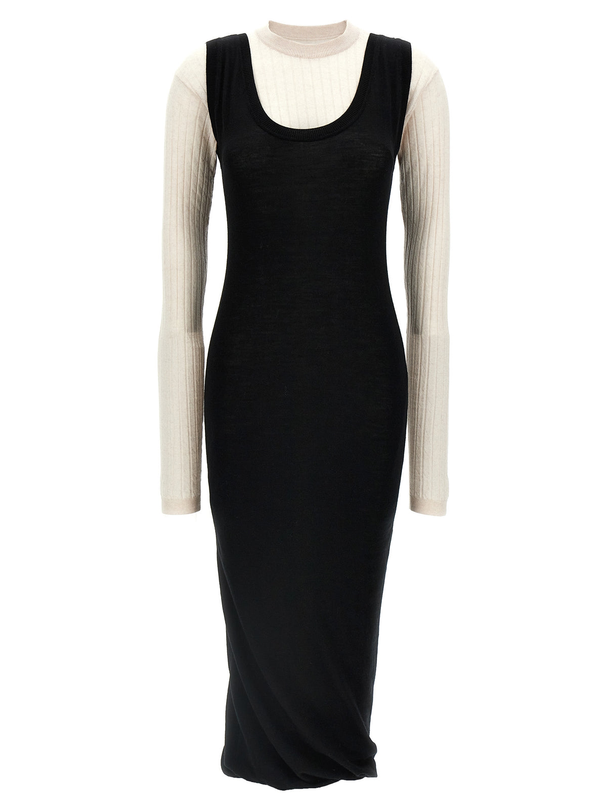 Robe mi-longue bicolore en laine Marni