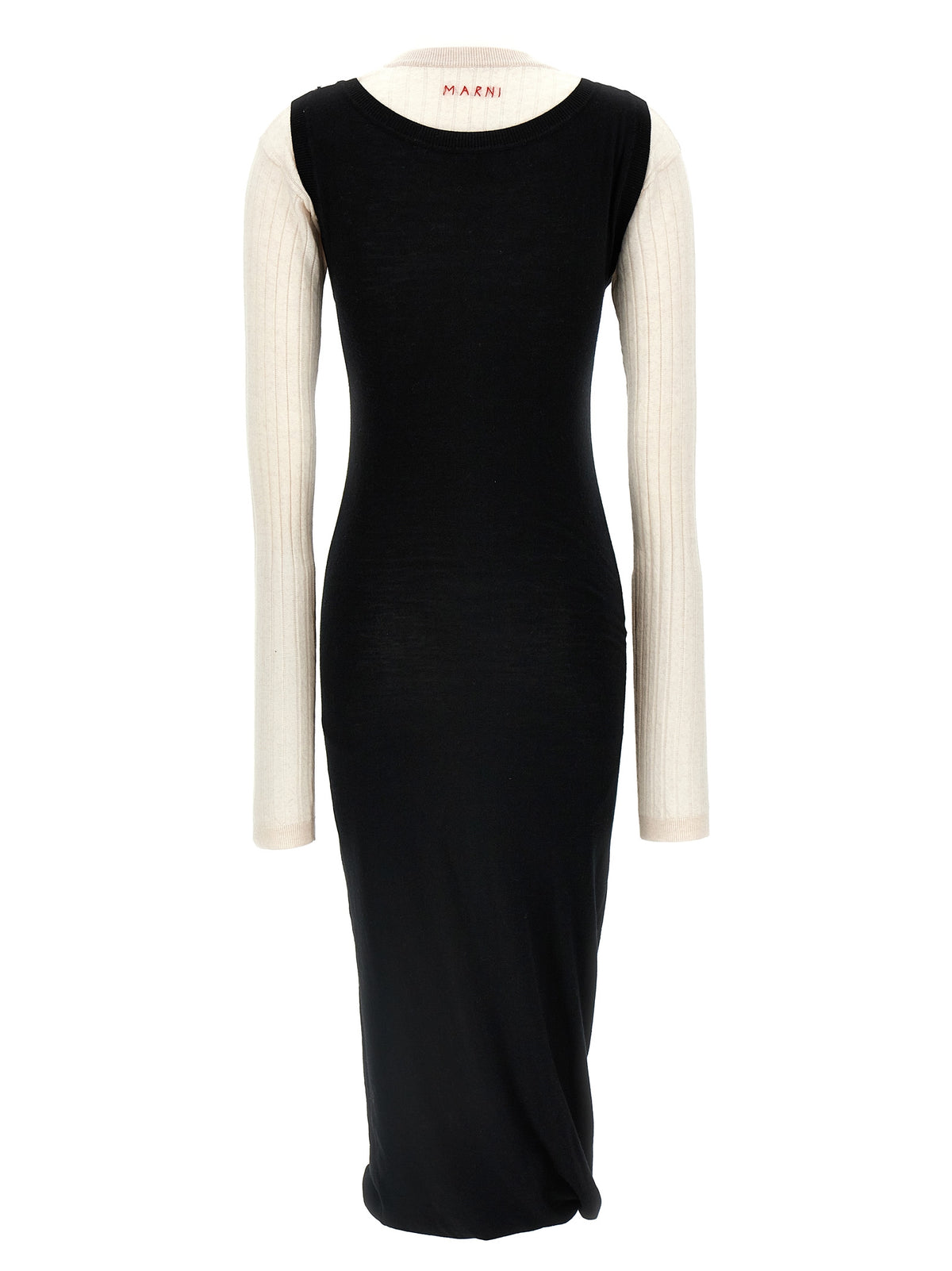 Robe mi-longue bicolore en laine Marni