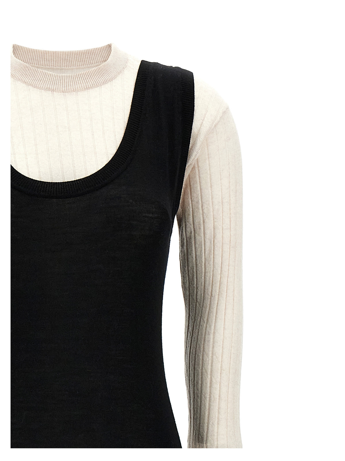 Robe mi-longue bicolore en laine Marni