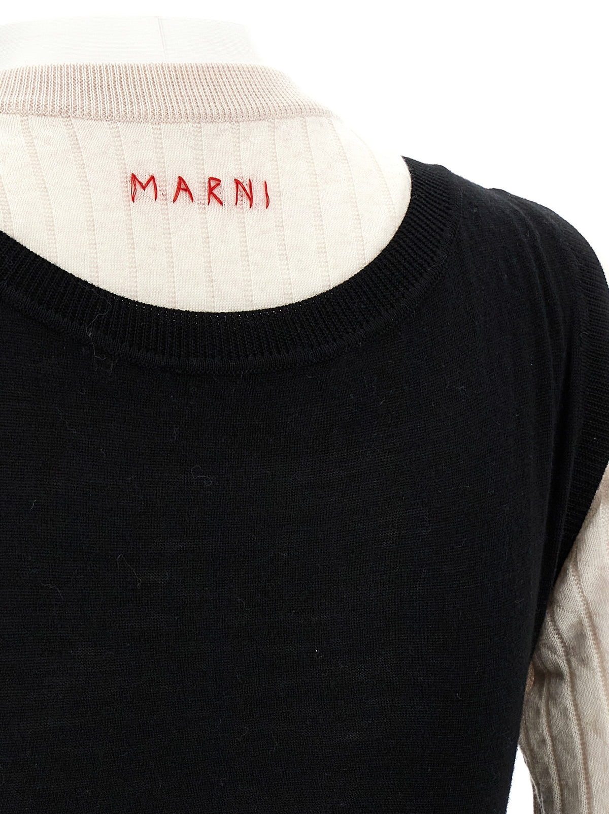 Robe mi-longue bicolore en laine Marni