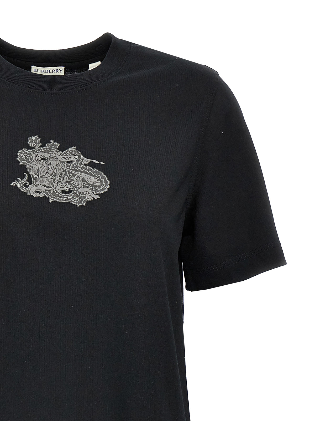 T-shirt nera in cotone Burberry