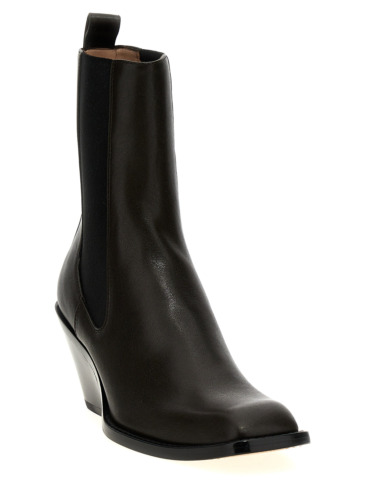 Bottes Chelsea en cuir de veau marron Khaite