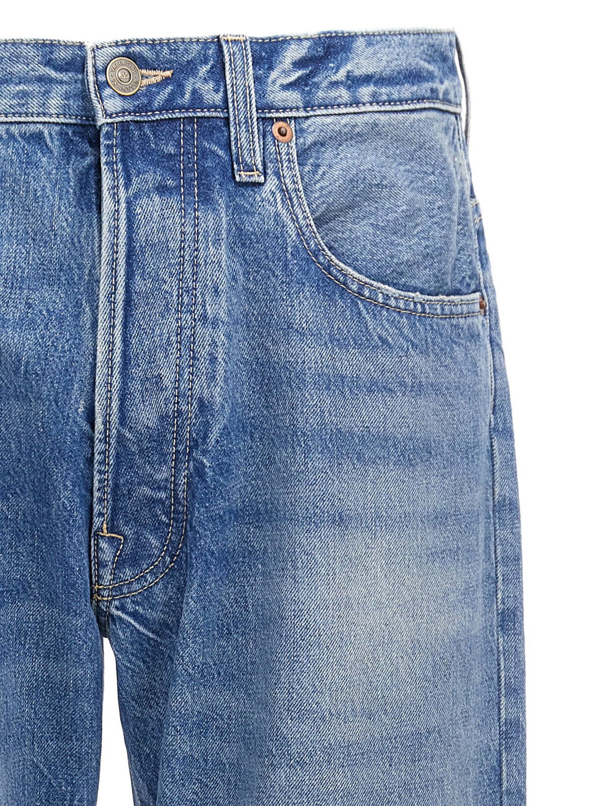 Valentino Garavani Jeans Dritti in Cotone Blu