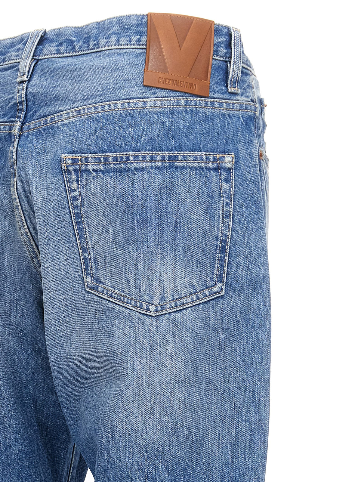 Valentino Garavani Jeans Dritti in Cotone Blu
