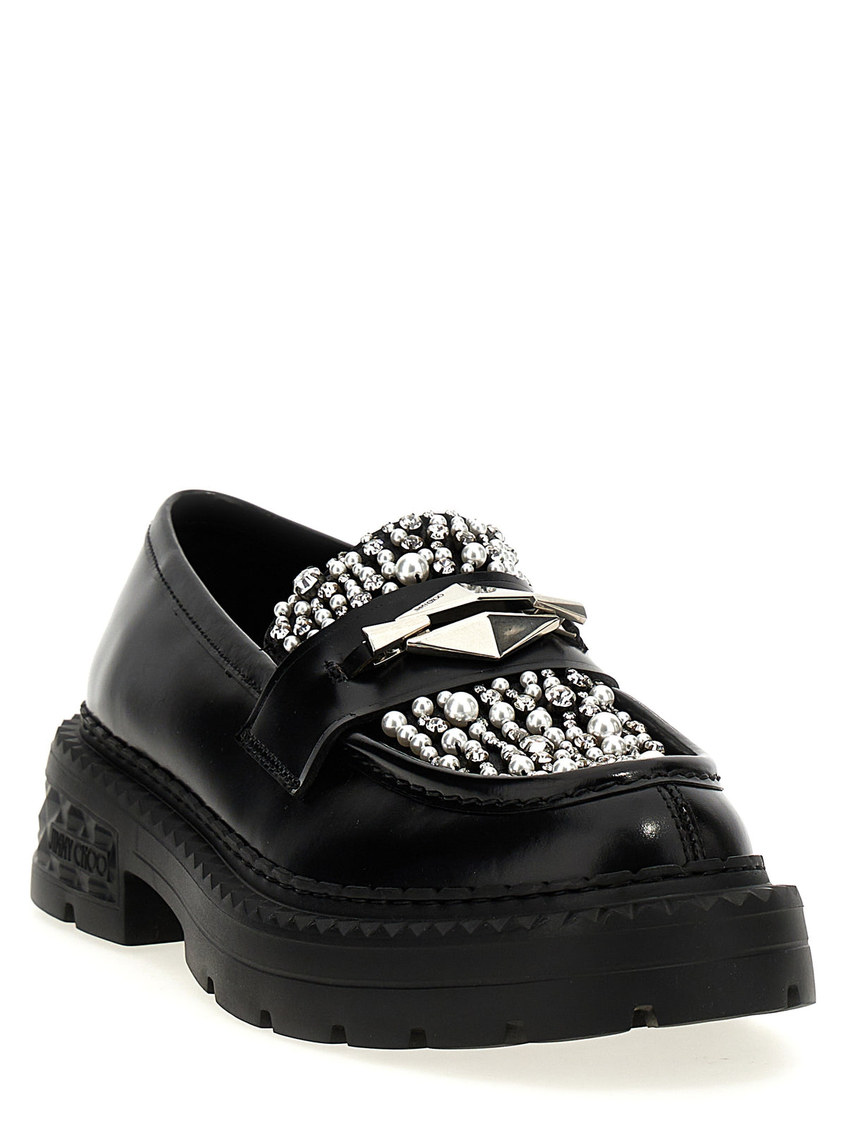 Mocassins à enfiler Jimmy Choo en cuir de veau noir