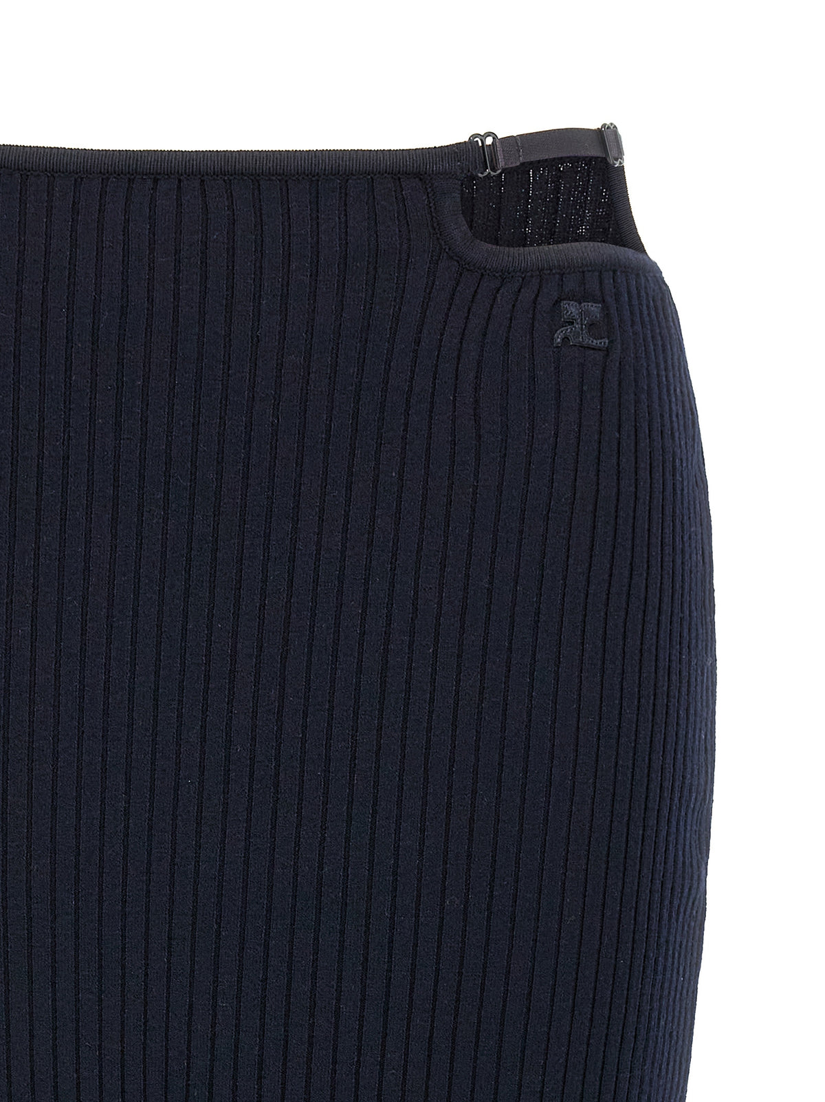 Jupe midi Courrèges bleue en viscose