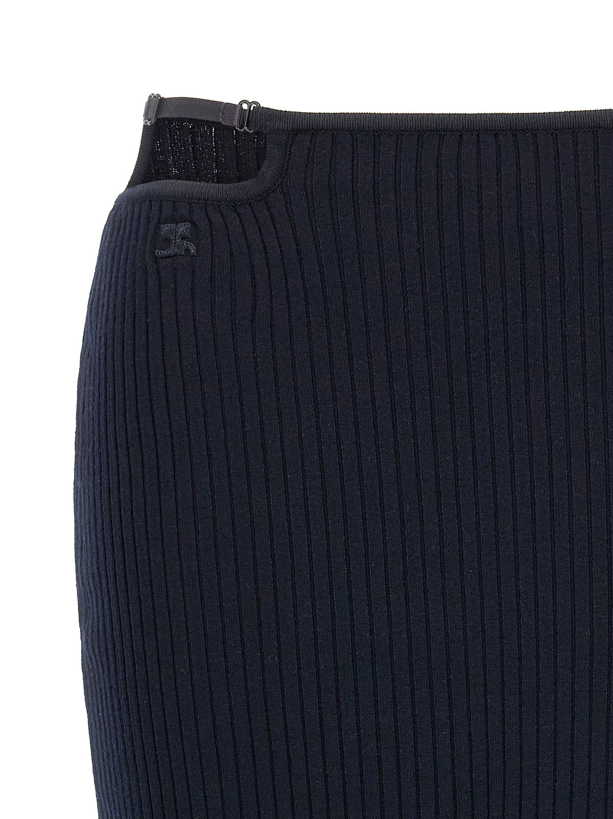 Jupe midi Courrèges bleue en viscose