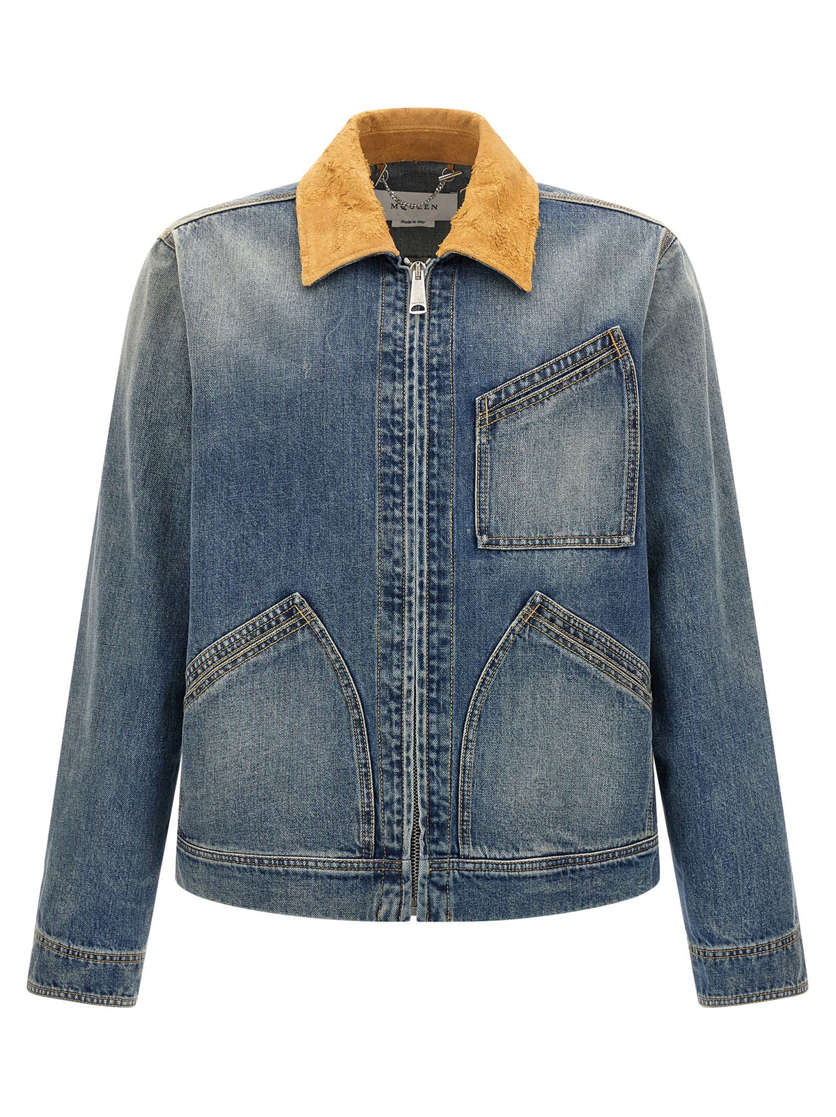 Veste en jean en coton bleu Alexander McQueen