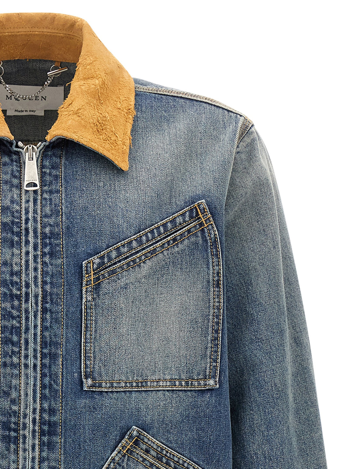 Veste en jean en coton bleu Alexander McQueen