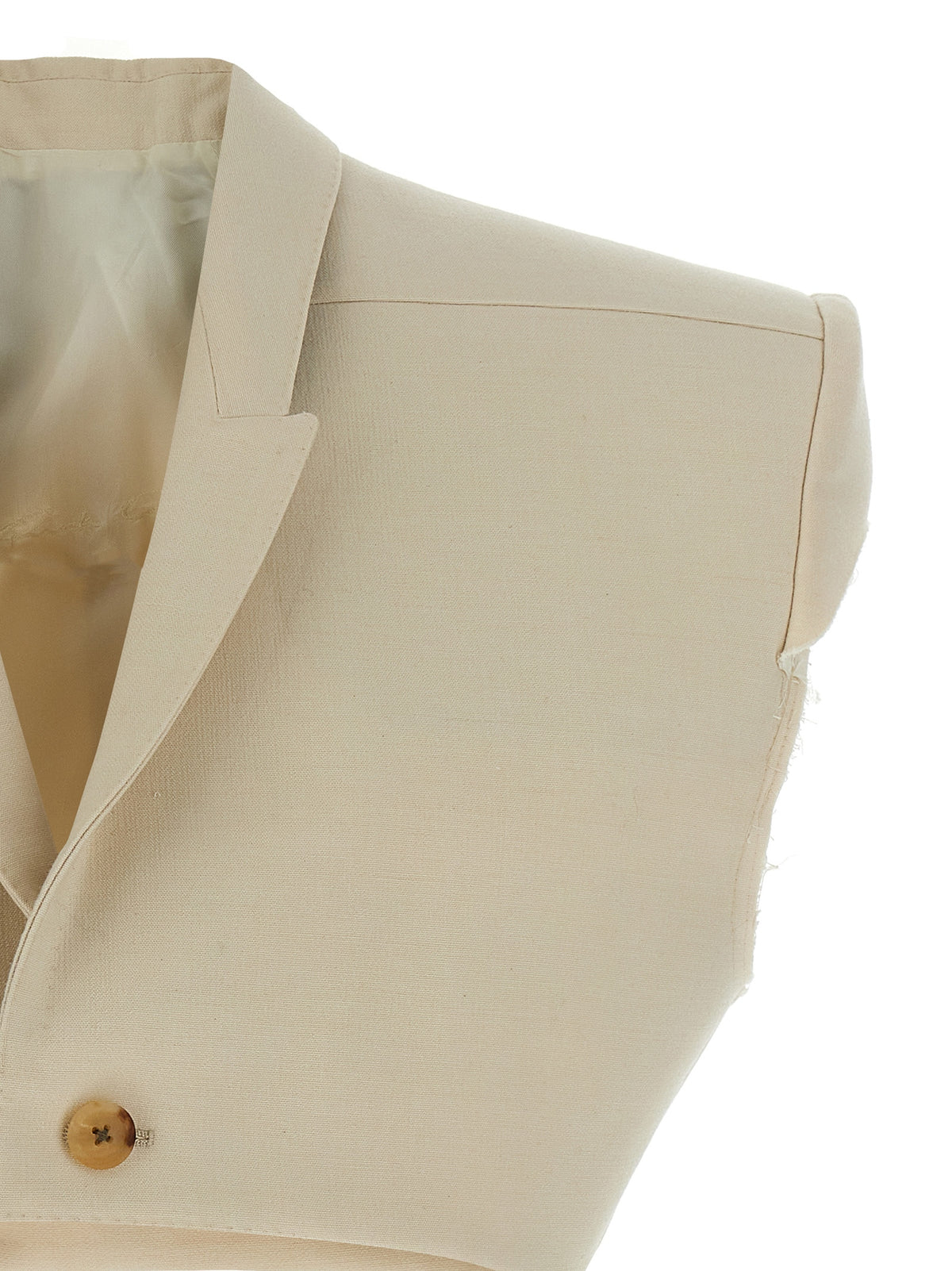 Giacca smanicata Rick Owens in cotone beige