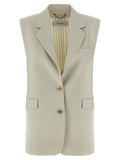 Golden Goose Giacca smanicata beige in lana vergine