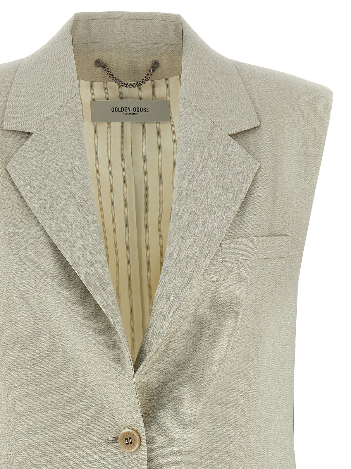 Golden Goose Giacca smanicata beige in lana vergine