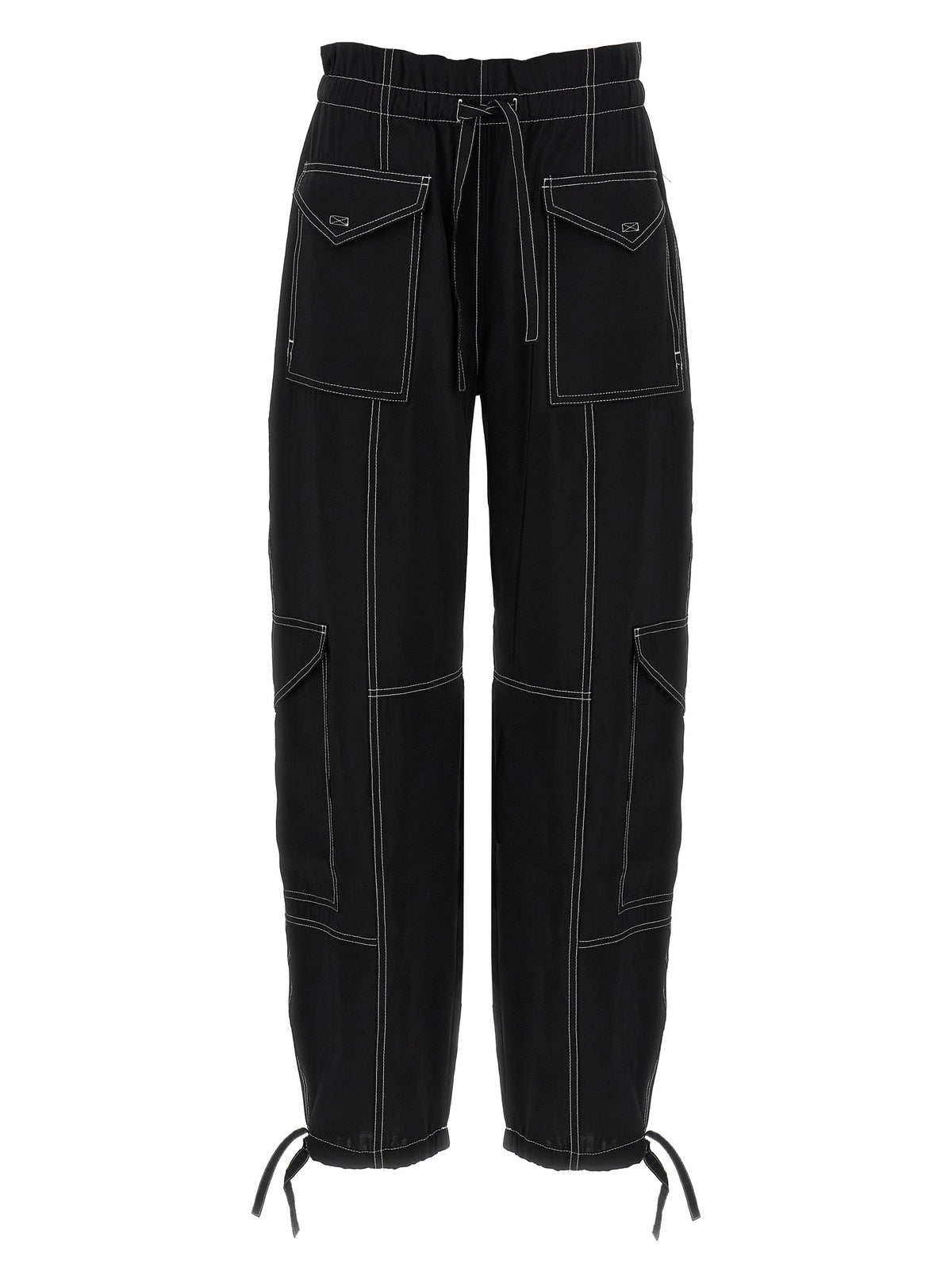 Pantaloni casual Ganni in viscosa nera