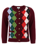 Cardigan Ganni in lana merino bordeaux