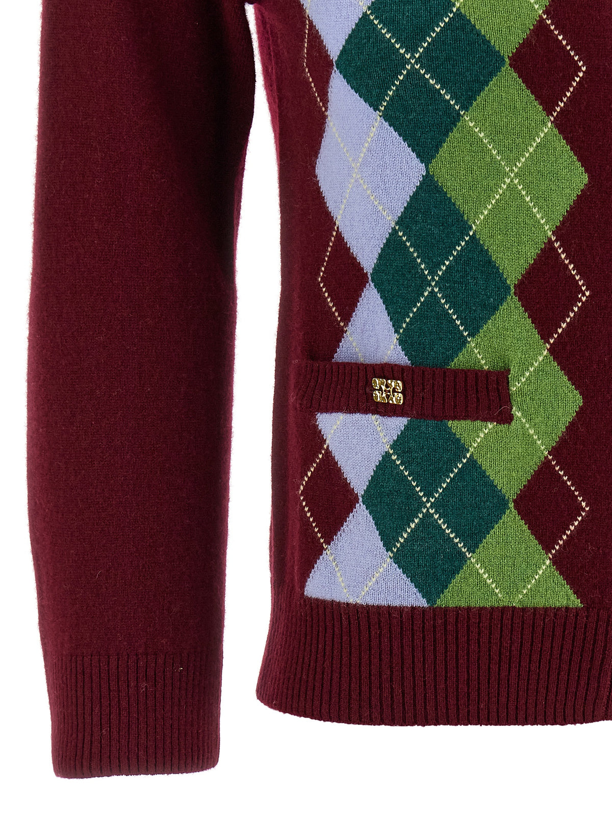 Cardigan Ganni in lana merino bordeaux