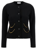 Cardigan Moschino Nero in Lana Vergine