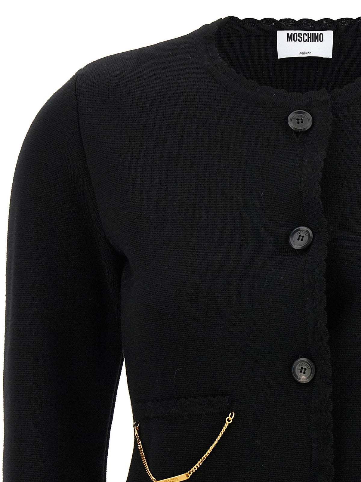 Cardigan Moschino Nero in Lana Vergine
