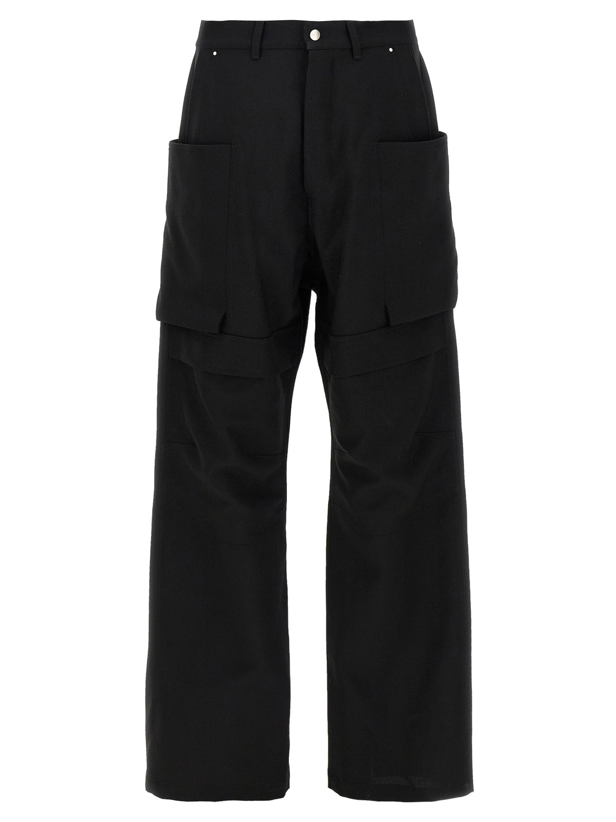Pantaloni cargo Rick Owens neri in lana vergine
