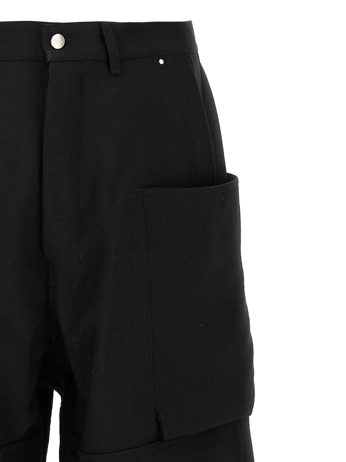 Pantaloni cargo Rick Owens neri in lana vergine
