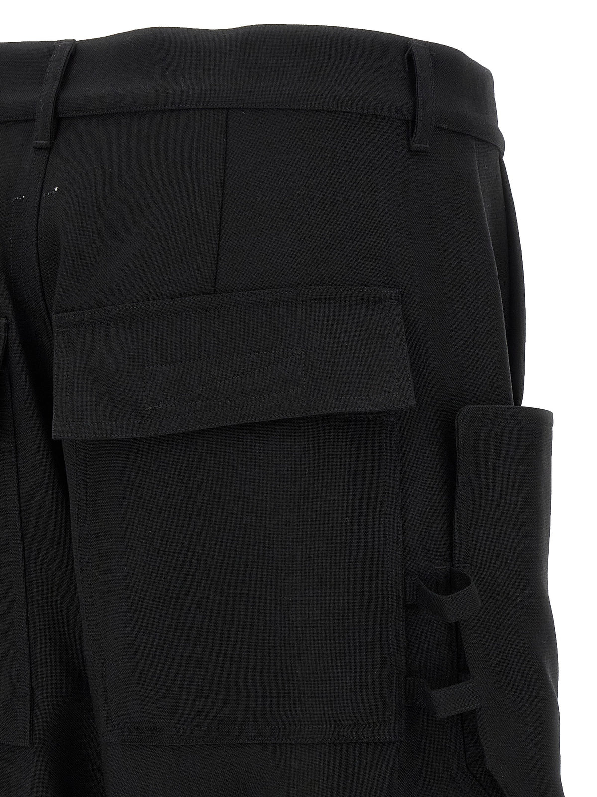 Pantaloni cargo Rick Owens neri in lana vergine