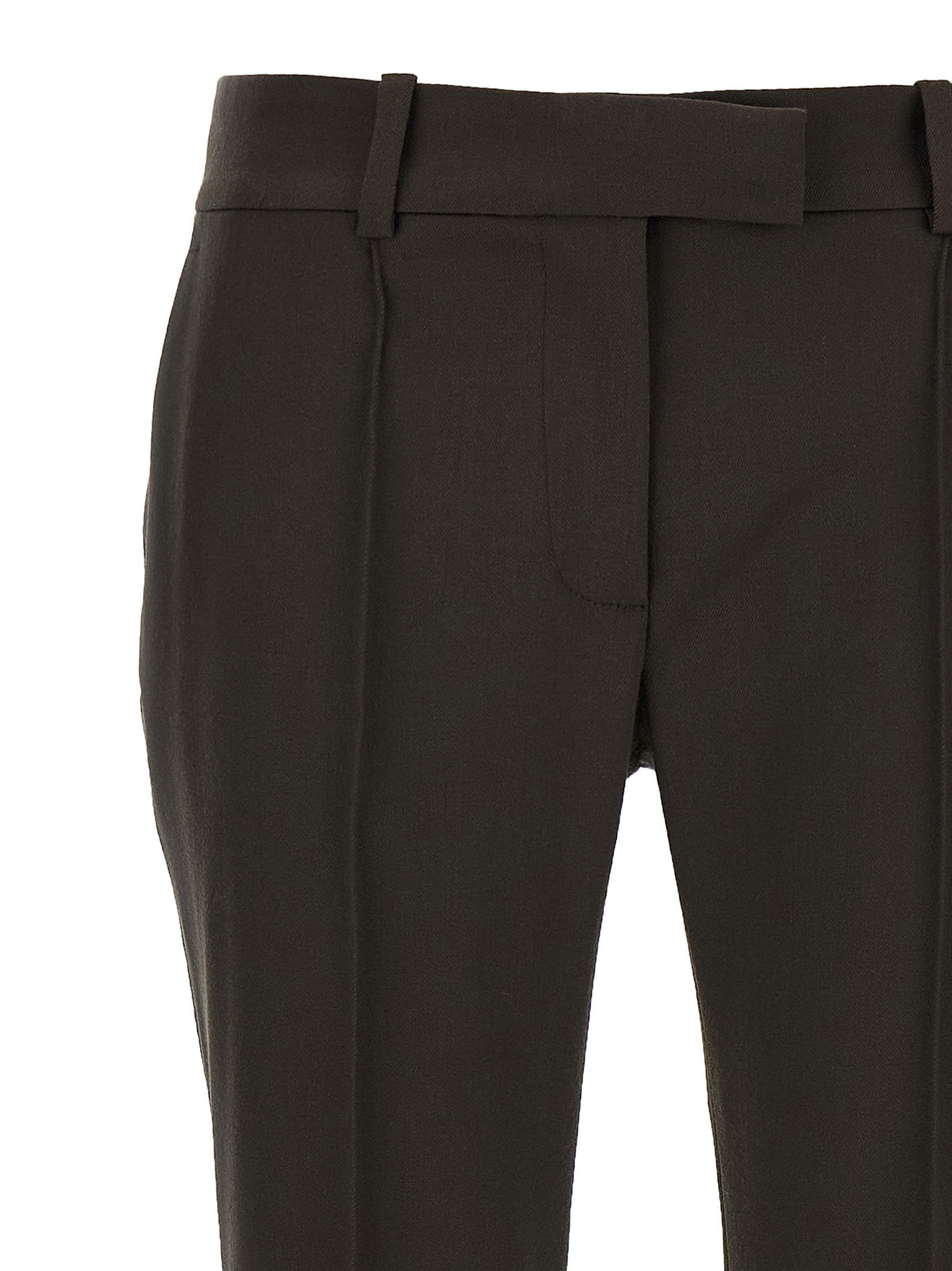 I pantaloni a zampa marroni in lana vergine The Attico