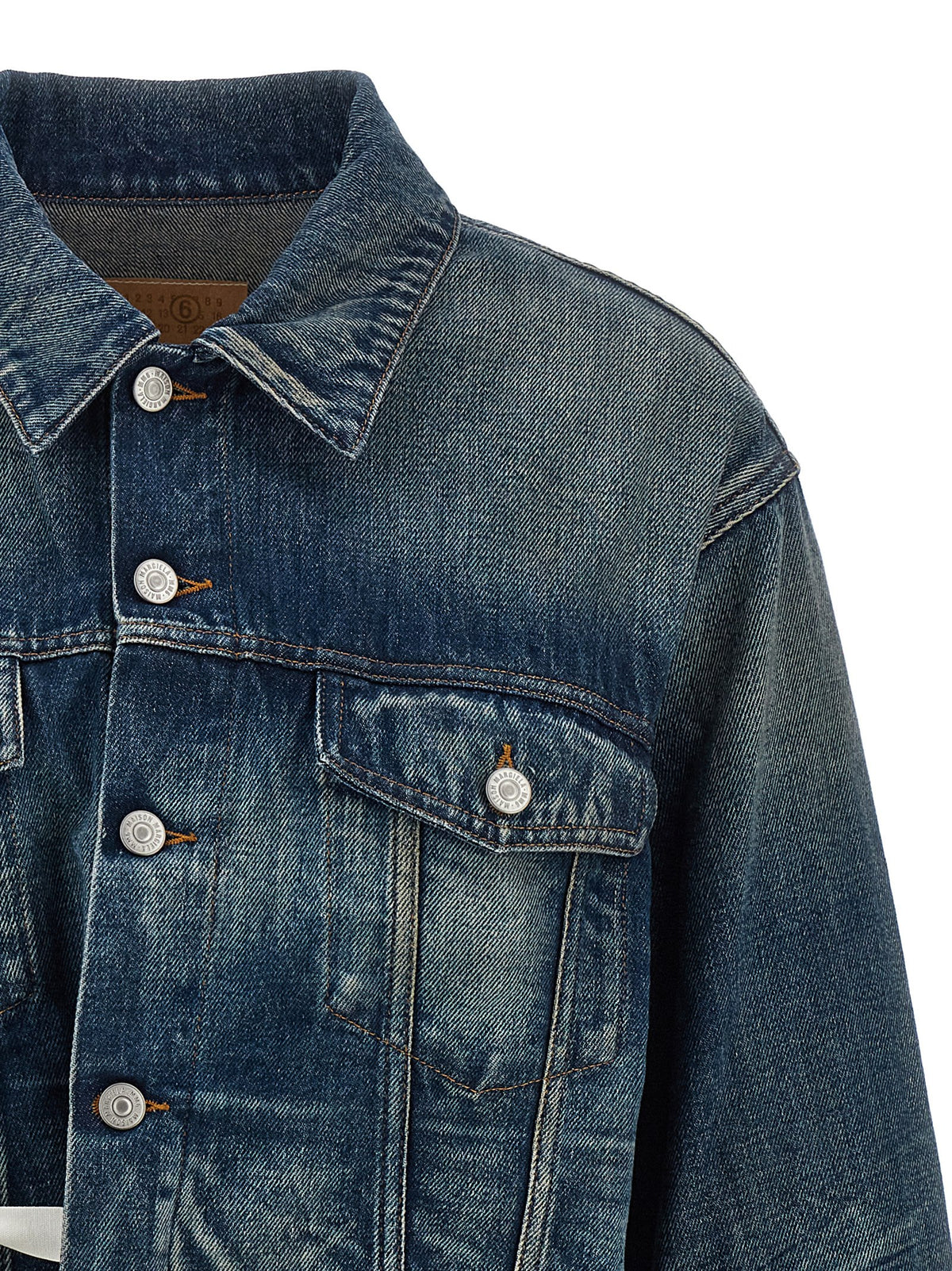 Giacca in denim di cotone blu MM6 Maison Margiela