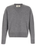 Ami Paris Maglione Grigio con Scollo a V