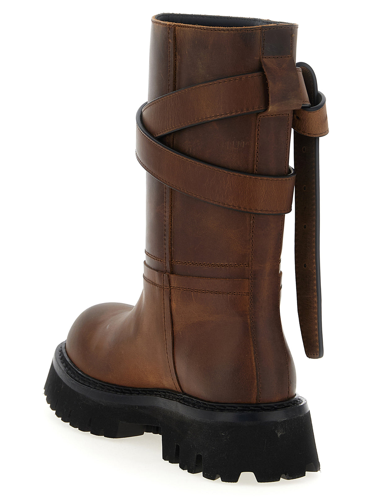 Moschino Stivaletti Brick in Pelle Marrone