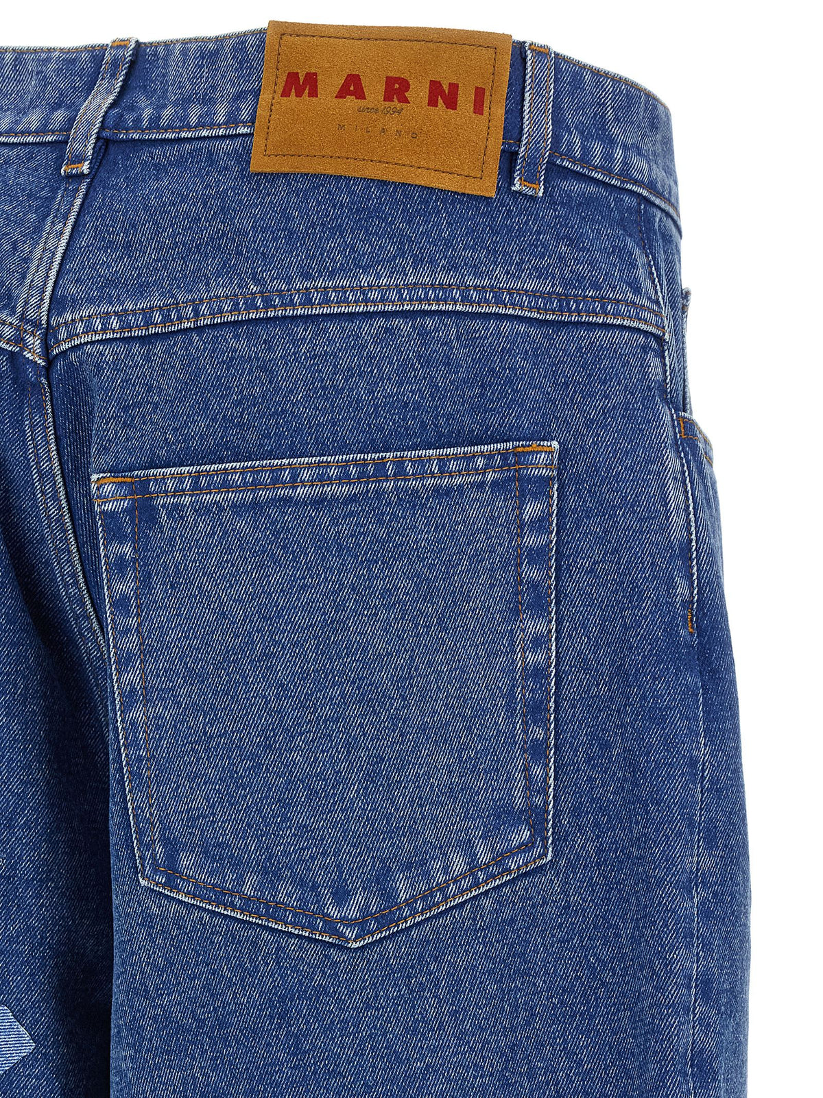 Jeans in denim di cotone blu Marni