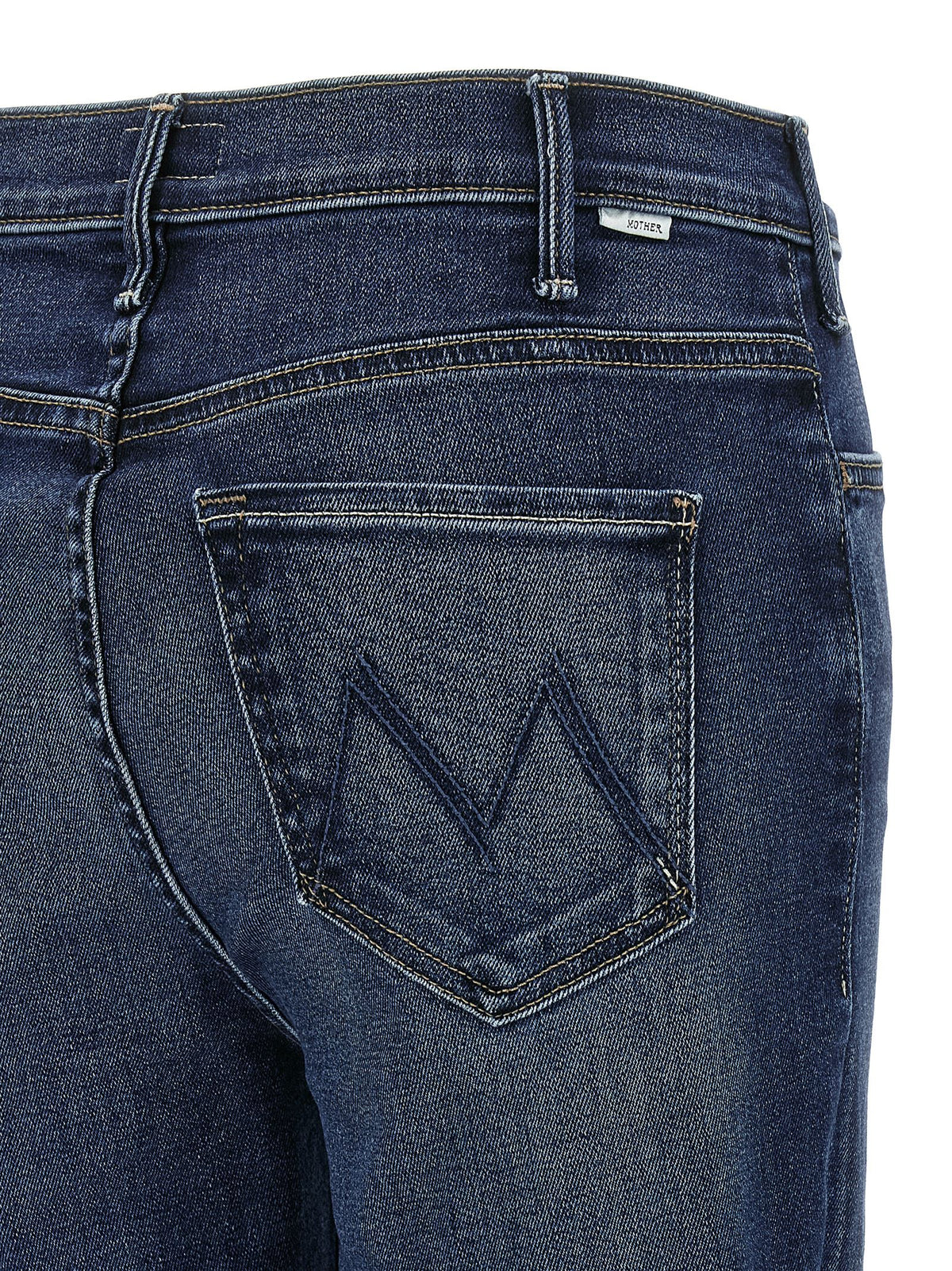 Jeans a zampa in cotone blu denim Mother