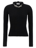 Paco Rabanne Maglione Nero con Dettaglio Collana