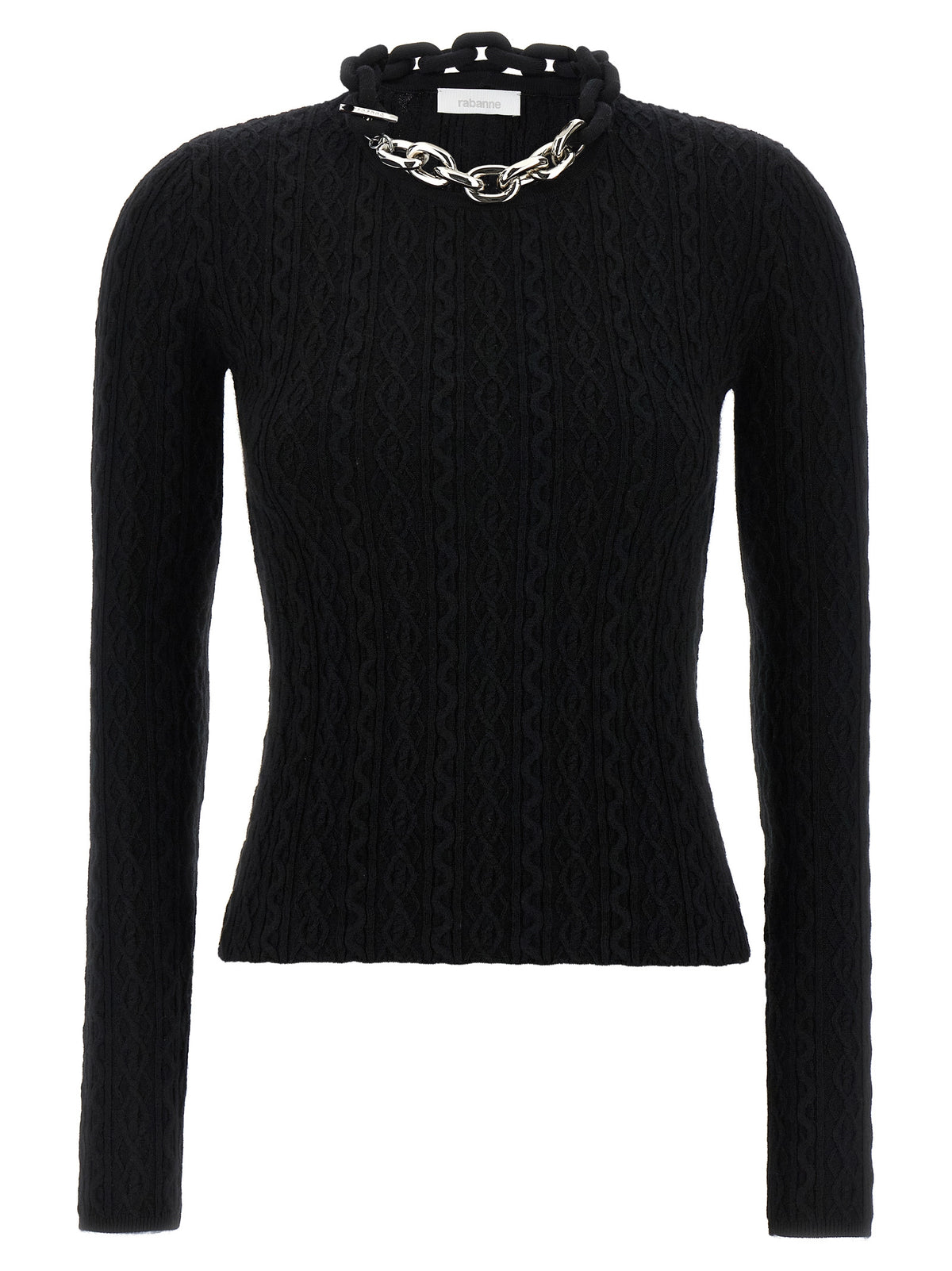 Paco Rabanne Maglione Nero con Dettaglio Collana