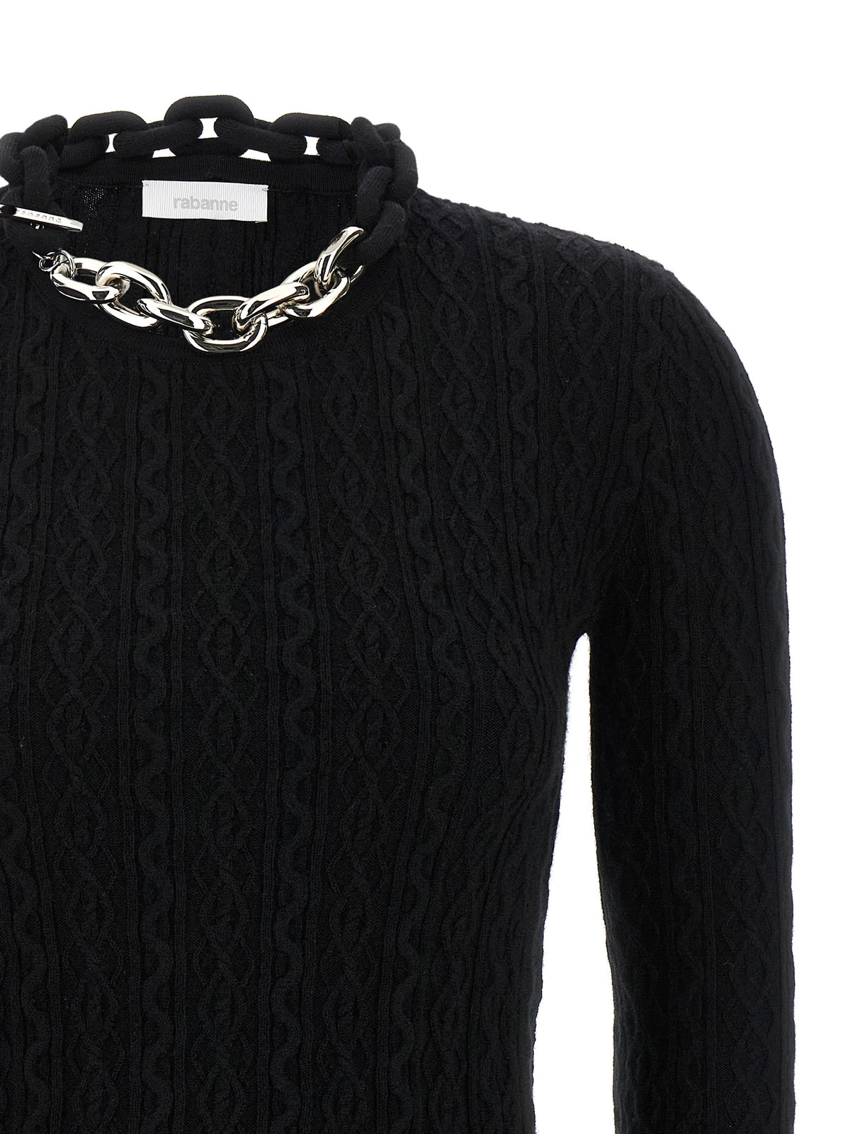 Paco Rabanne Maglione Nero con Dettaglio Collana