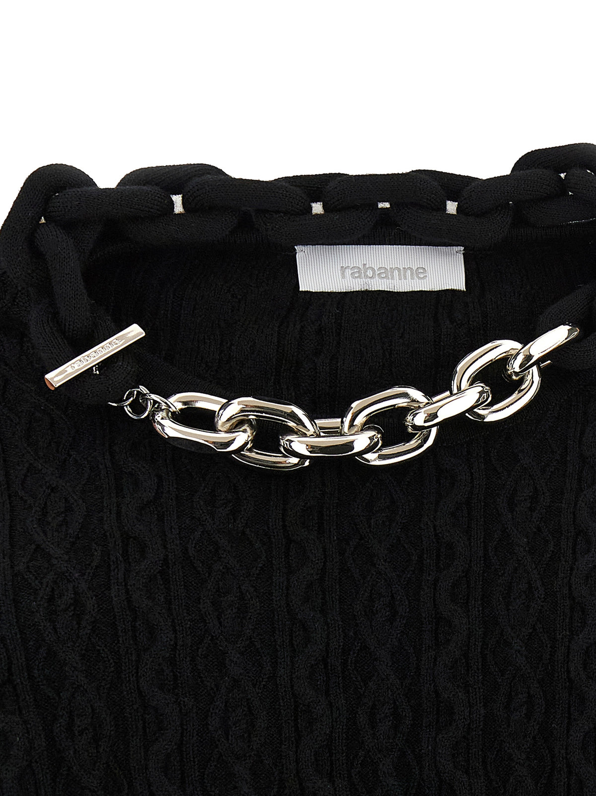 Paco Rabanne Maglione Nero con Dettaglio Collana