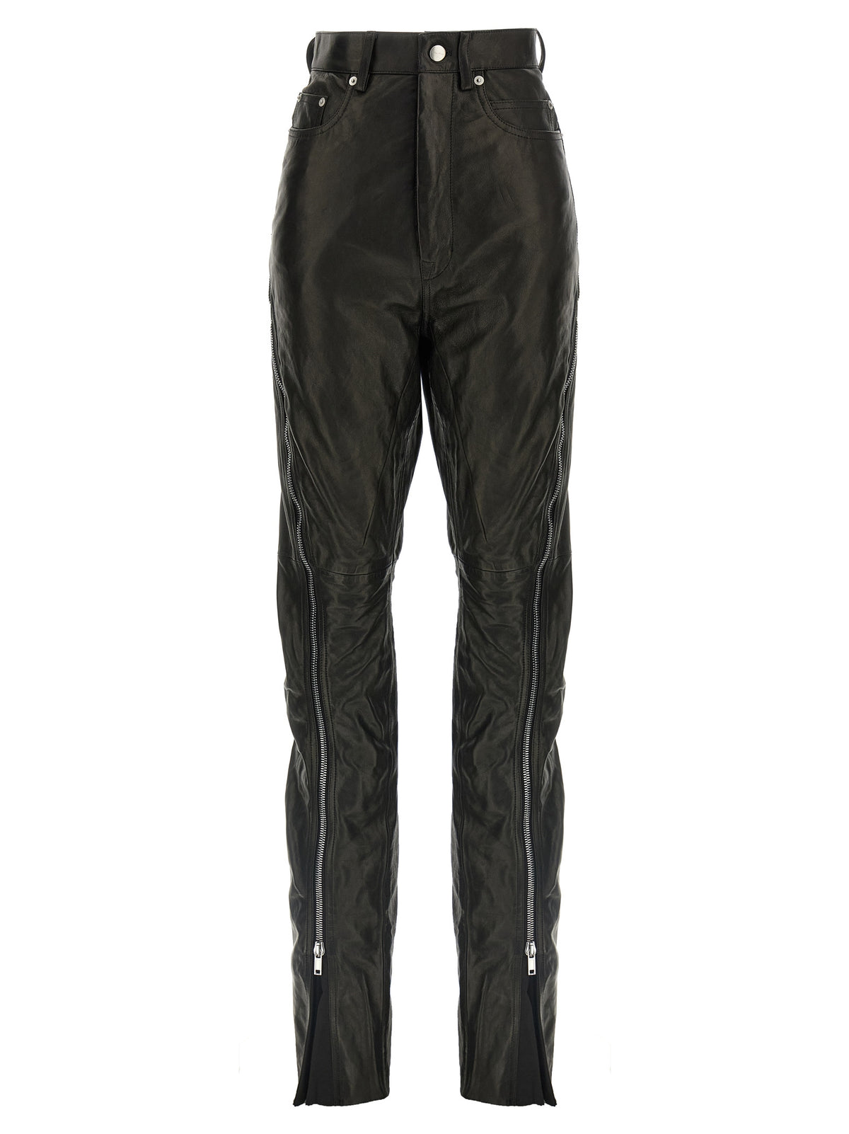 Pantaloni neri in pelle Rick Owens