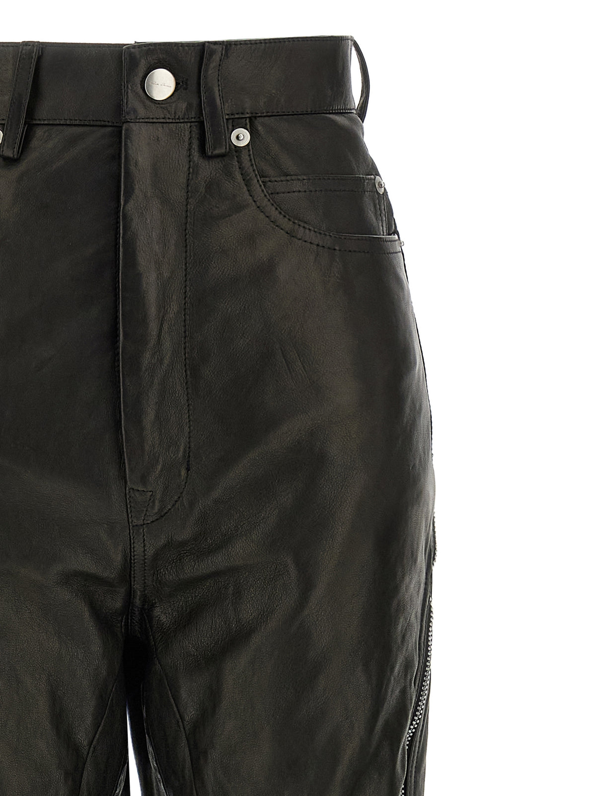 Pantaloni neri in pelle Rick Owens