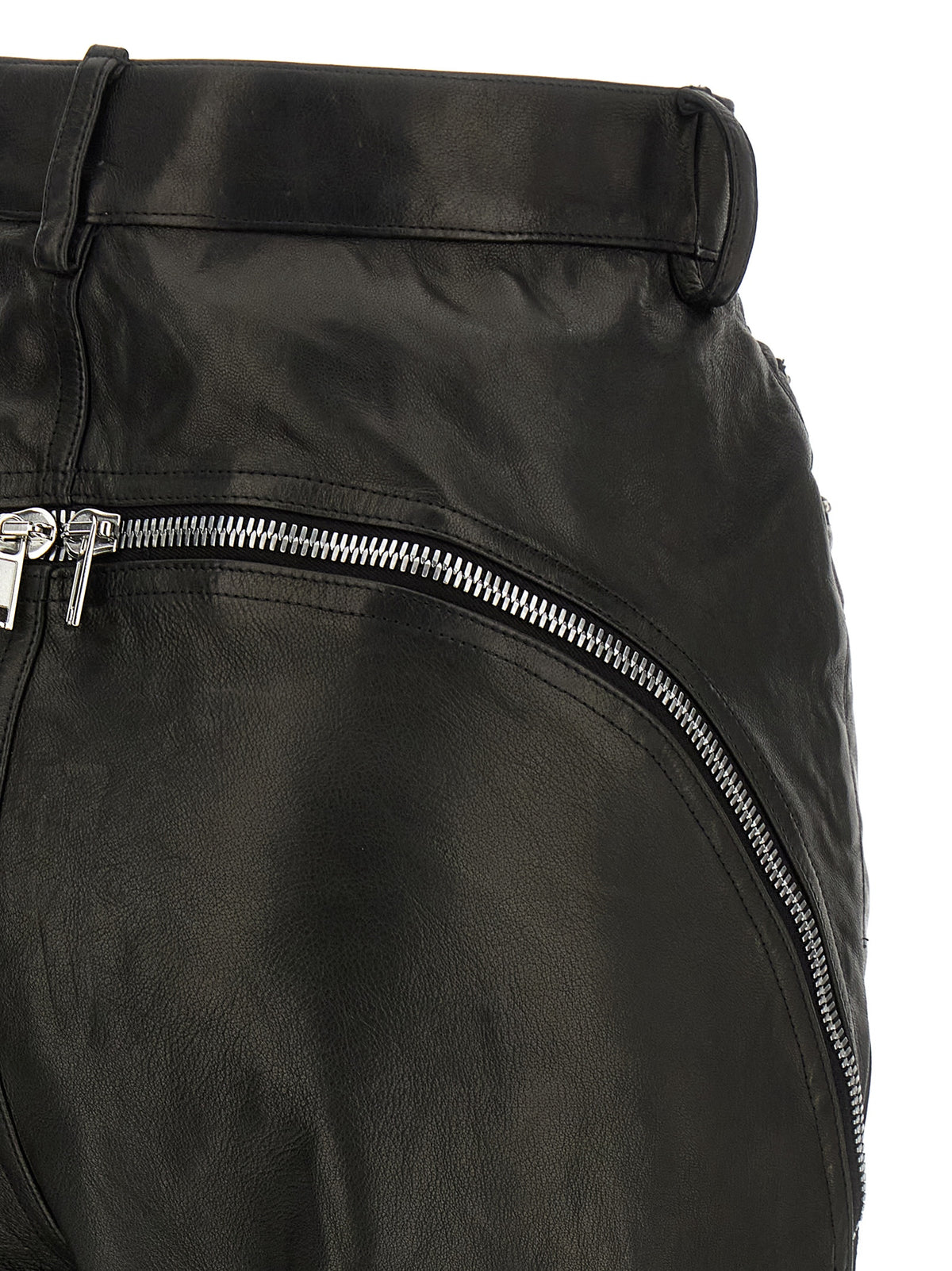 Pantaloni neri in pelle Rick Owens