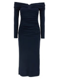Abito midi blu in piumino Carolina Herrera