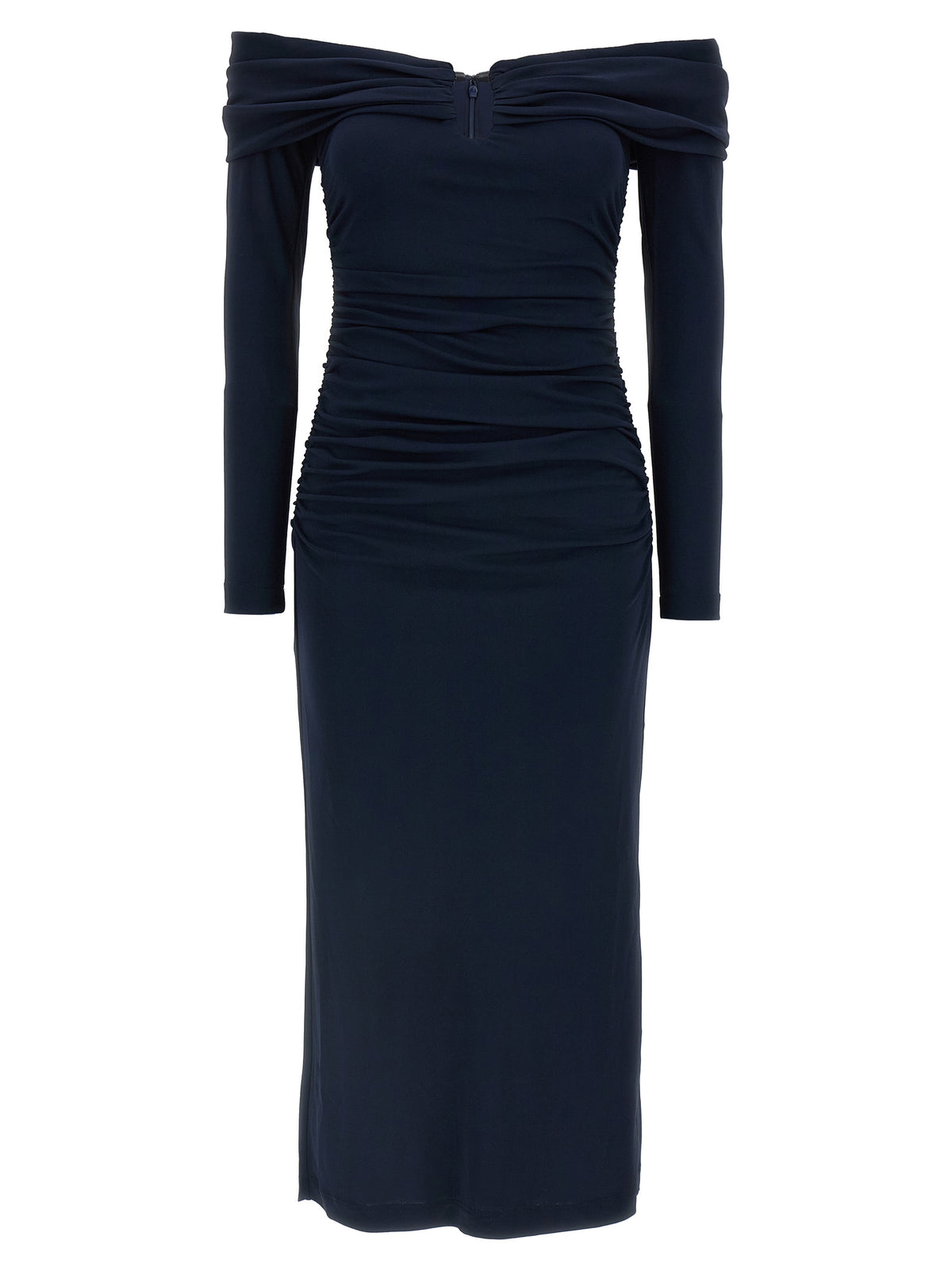 Abito midi blu in piumino Carolina Herrera