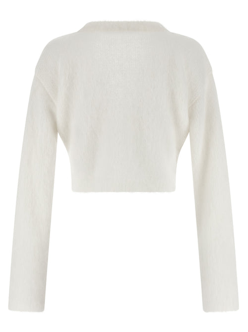 Alessandra Rich Weiße Wollstrickjacke