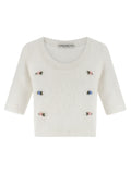 Cardigan bianco in lana Alessandra Rich