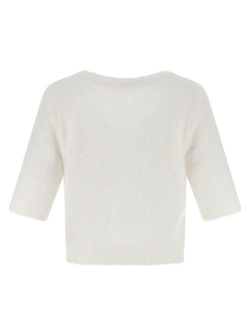 Alessandra Rich witte trui van gemengd mohair met korte mouwen